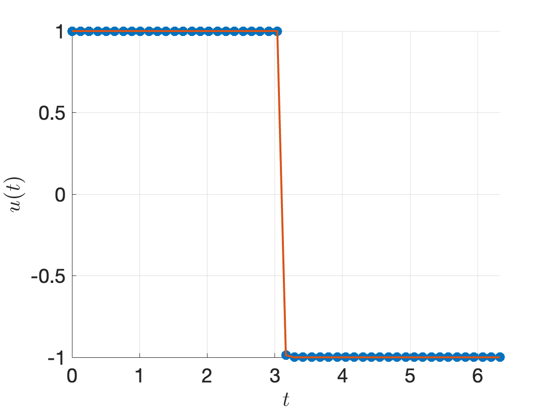 Optimal control signal by direct multiple shooting.